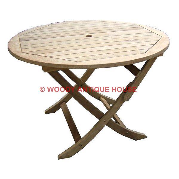 round wooden patio set